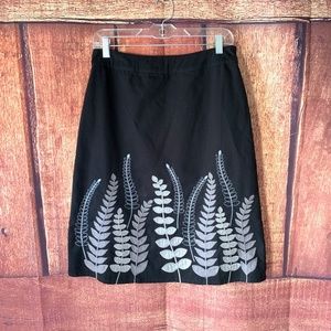 BODEN BLACK BUSINESS FERN LEAF MOTIF SKIRT